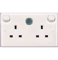 13A 3 Pin Flat Duplex Switched Socket with Surge Arrester
