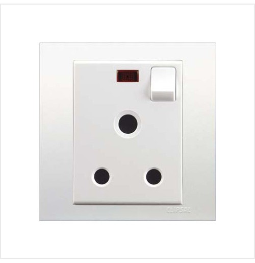 15A 3 Pin Round Switched Socket with Neon
